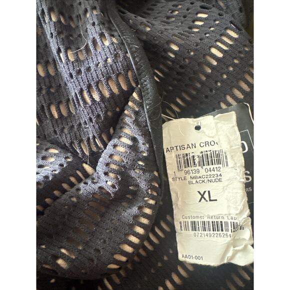 Bar III Artisian Crochet One-Piece Swimsuit, black and nude XL lined boho sexy - Picture 6 of 7